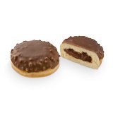 Berlina con cobertura de cacao crunch rellena de crema de cacao