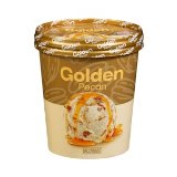 Helado golden pecan Hacendado sabor vainilla con trozos de nueces de pecán, salsa dulce de arce y caramelo